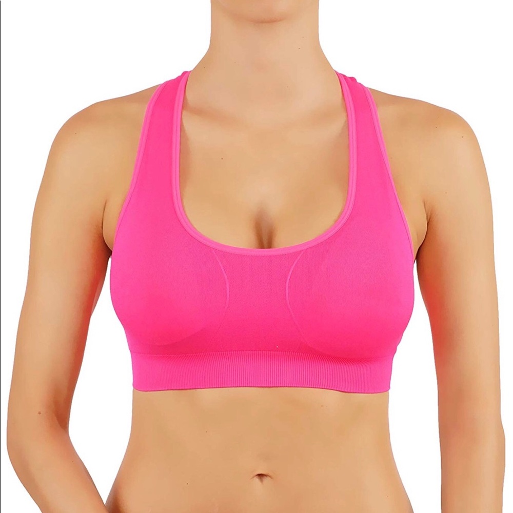 Hot pink padded sports bra Large